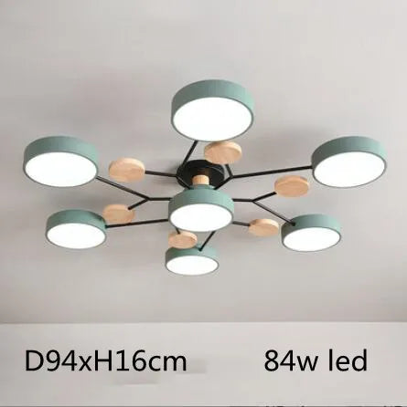 plafonnier led moderne vert blanc gris bois clair circulaire métallique scandinave éclairage intérieur