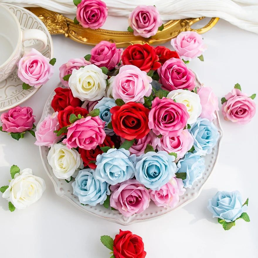 fleurs artificielles roses soie feuilles vertes décoration mariage fête intérieur