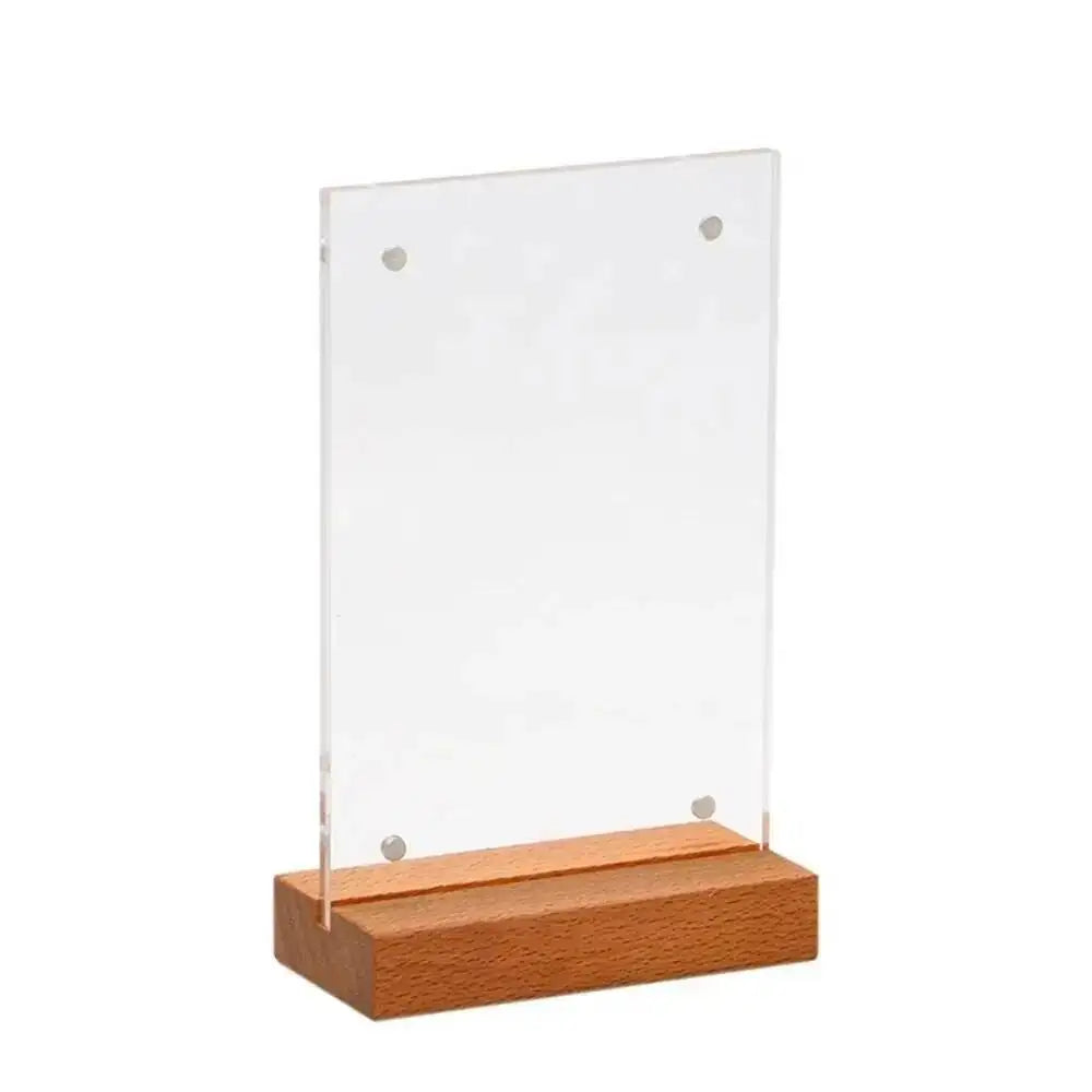 porte menu moderne acrylique bois clair fixation transparent support documents vertical horizontal