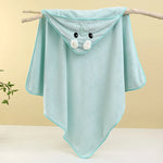 serviettes bain capuche animaux brodés douces enfants vert pastel rose orange gris bleuclair