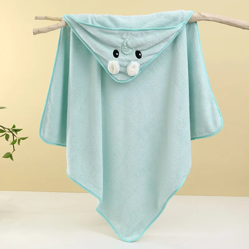 serviettes bain capuche animaux brodés douces enfants vert pastel rose orange gris bleuclair