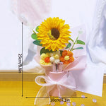Bouquet fleurs artificielles crochetées orange bleu rose violet blanc moderne