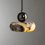 suspension lumineuse marbre moderne noir blanc gris jaune opaque E27 15cm