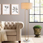 lampe sol led or blanc abatjour tissé base marbre moderne chambre coucher
