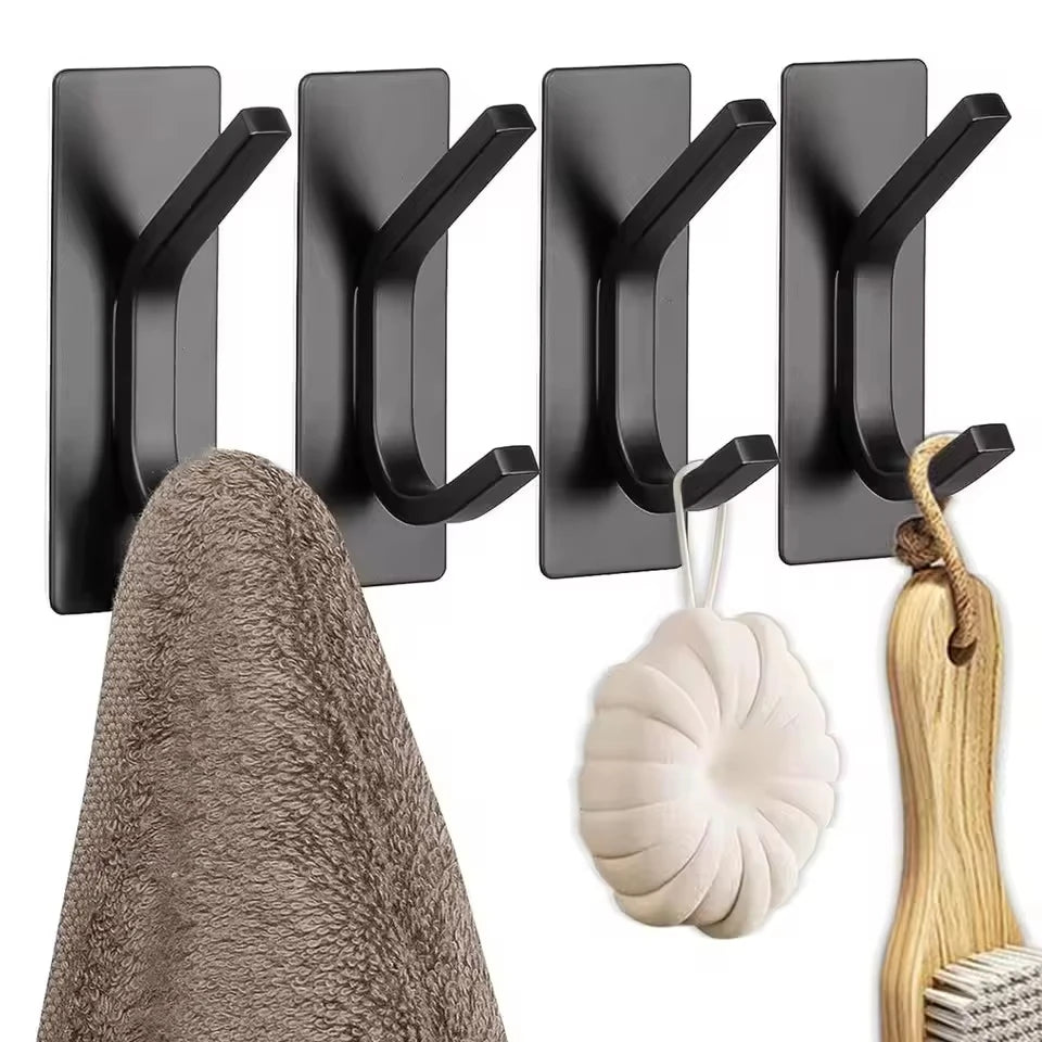 porte serviettes moderne minimaliste adhésif argenté noir serviettes loofahs salle bain accroches minimalistes durable