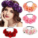 couronne fleurs artificielles bohème multicolore élastiquée femmes fêtes