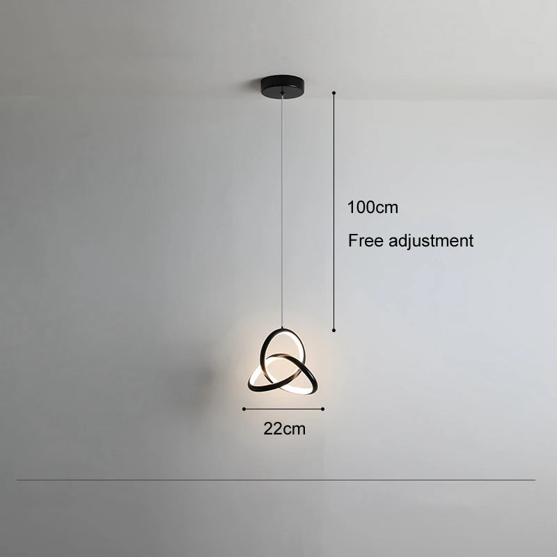 Suspension lumineuse moderne minimaliste anneau entrelacé noir blanc doré chambre salon hall