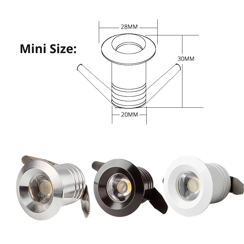 spot led intérieur moderne 1w noir blanc argent 20mm 12v 265v led driver