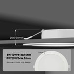 lampe encastrable led blanc moderne clips 3000k 4000k 6000k 10w 24w opacité