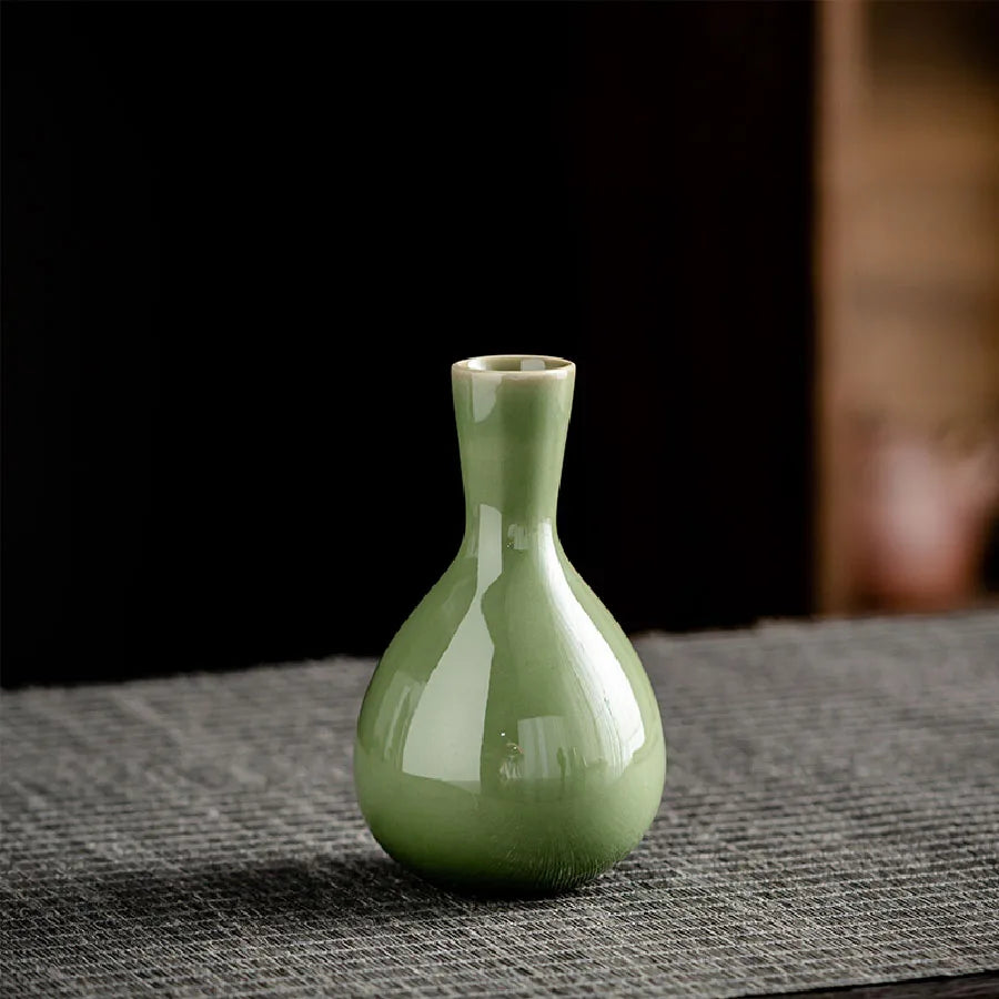 vases céramique vert moderne table décoration intérieur fleurs artificielles