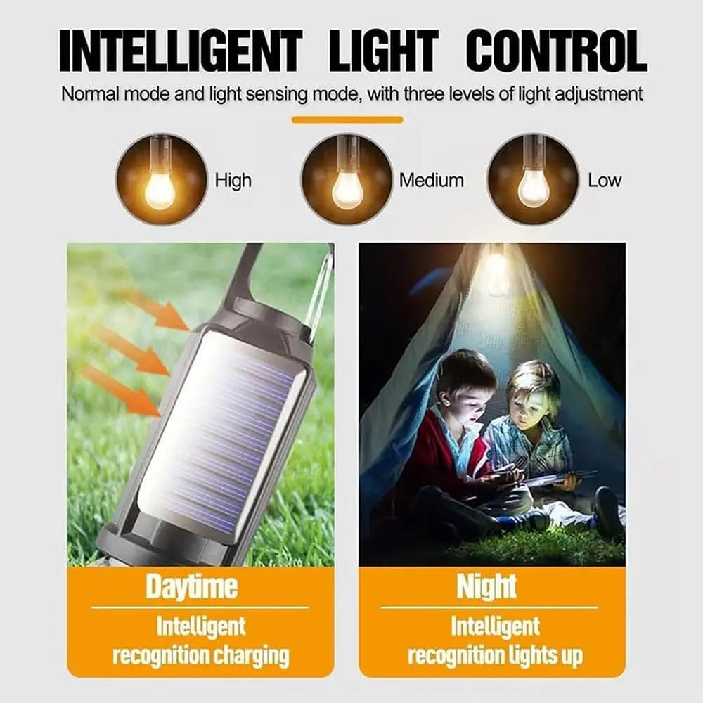 lampe camping solaire rechargeable usb touch led étanche ipx4 noir bleu blanc moderne