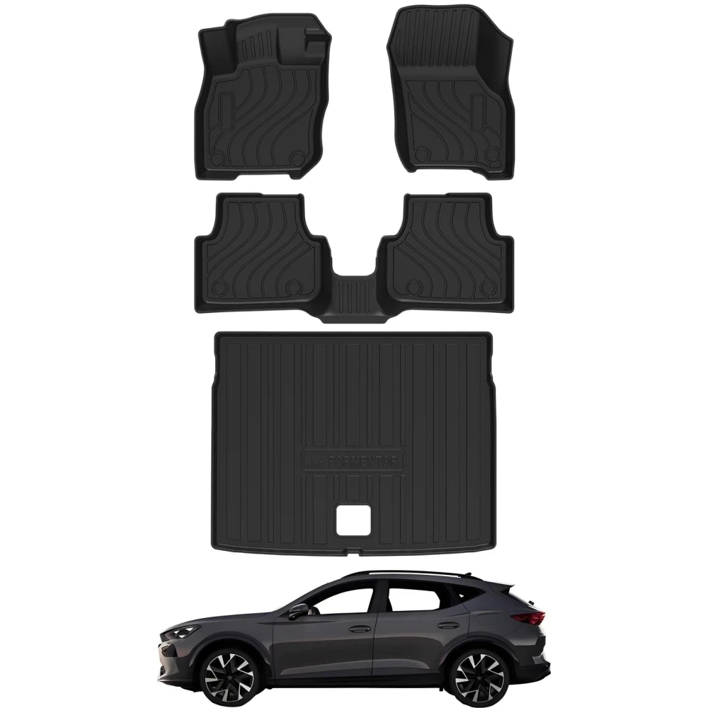 tapis sol voiture noir rayures horizontales moderne adhésif 4pièces avant 1coffre toutes saisons imperméable