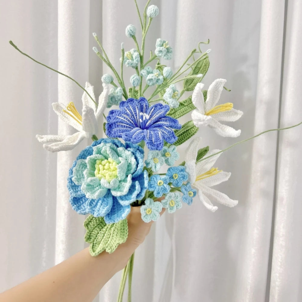 bouquet pivoines artificielles violet rose bleu blanc vert mariage anniversaire décoration maisonintérieur