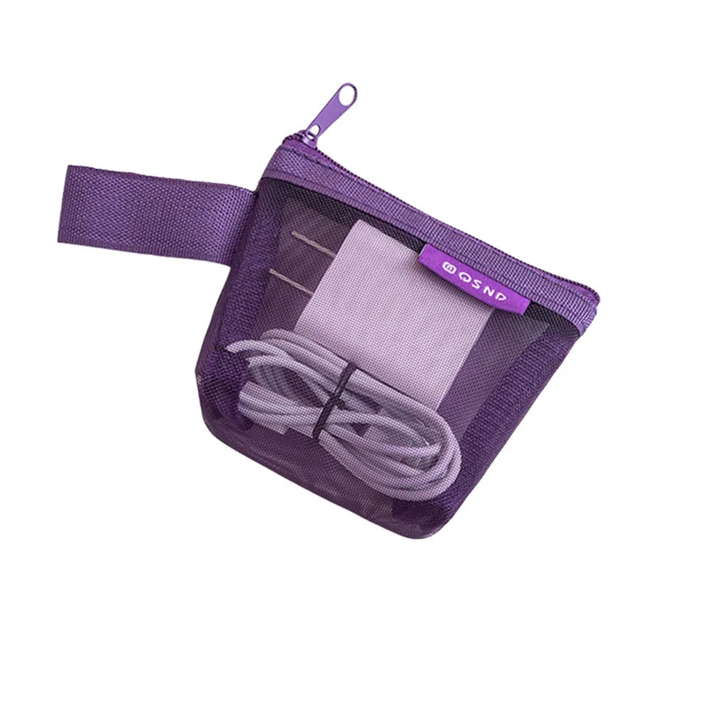 sac main vert maille moderne fermeture eclaire rangement chargeur cable boite données