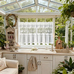 rideau blanc dentelle fleurs transparent vintage romantique maison polyester