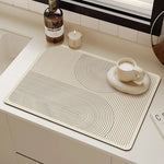tapis cuisine absorbant anti dérapant résistant chaleur moderne beige clair rayures horizontales