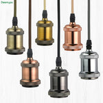 lampe suspendue rétro or bronze vert argent rouge noir e27 métal brillant texture brossée