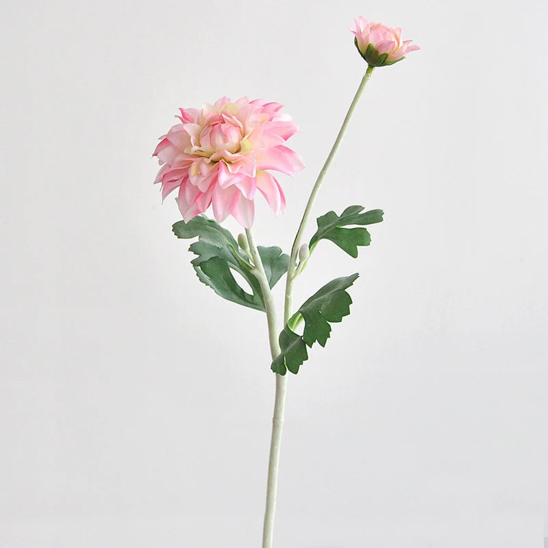 bouquet dahlias rose clair blanc minimaliste décoration intérieure hiver anniversaire noël mariage