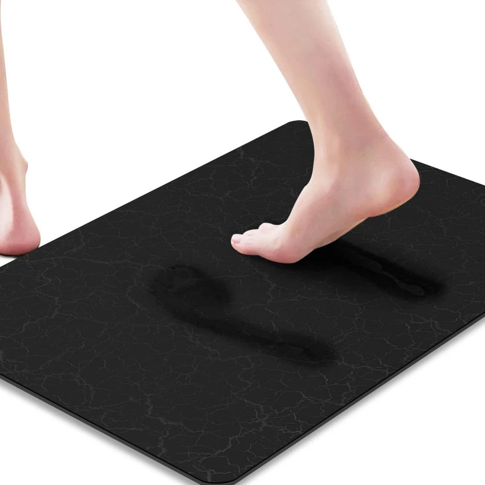 tapis bain antidérapant moderne gris noir marron clair imprimé marbré minimaliste