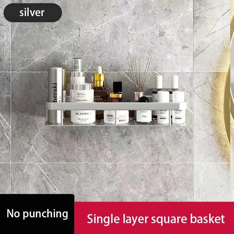 étagères salle bain noires modernes fixées mur alliage d'aluminium visibles