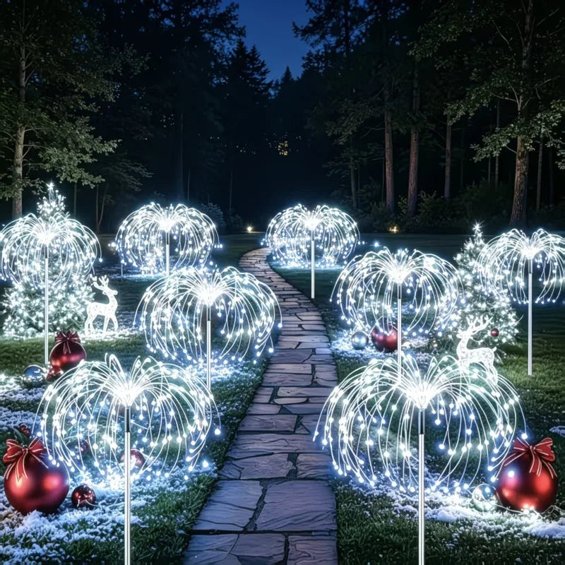 lumière solaire étoiles blanches extérieures moderne fixations piquets jardin décoration vacances led ip65