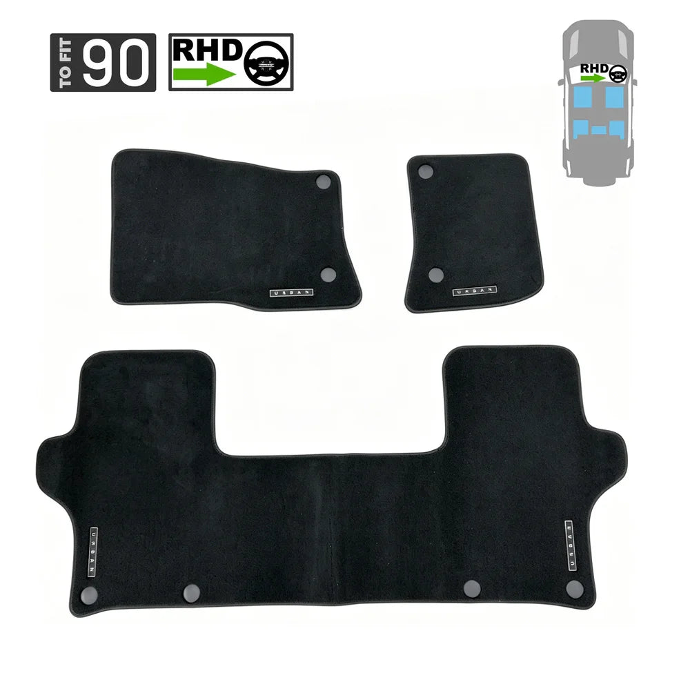 tapis sol voiture noir velours moderne defender 90 110 urban dynamic