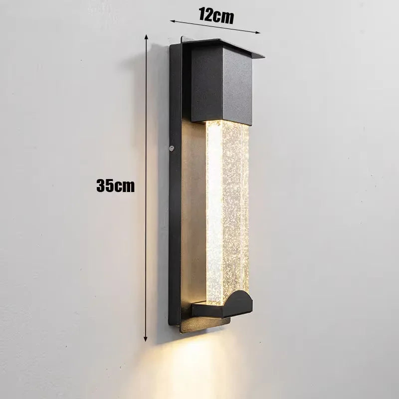 applique murale led moderne noire transparente éclairage induction verre trempé fixations oeilletsextérieur