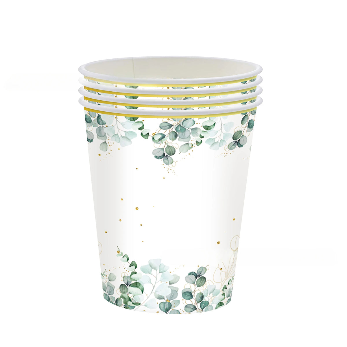 assiettes papier fleur vert mariage anniversaire serviettes pailles verres saint valentin baptême