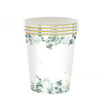assiettes papier fleur vert mariage anniversaire serviettes pailles verres saint valentin baptême