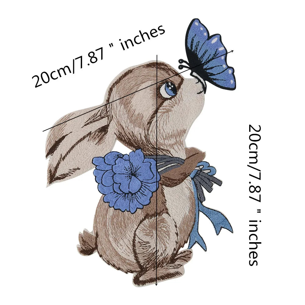 patchs brodés dessin animé lapin champignons couronne feuilles écologiques fait main