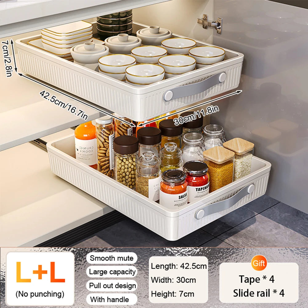 rangement modulaire tiroir blanc rayures horizontales cuillères étiquettes adhésif épices cuisine organizer slidingdrawer