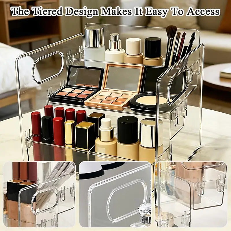 étagère transparente maquillage moderne rangement pinceaux ombres paupières blush produits cosmétiques portative multifonctionnelle