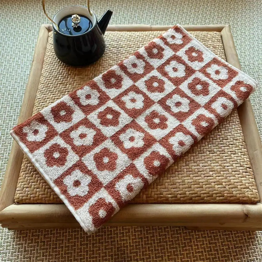 serviettes coton fleurées carreaux absorbantes adultes enfants moderne minimaliste vert rose marron jaune violet