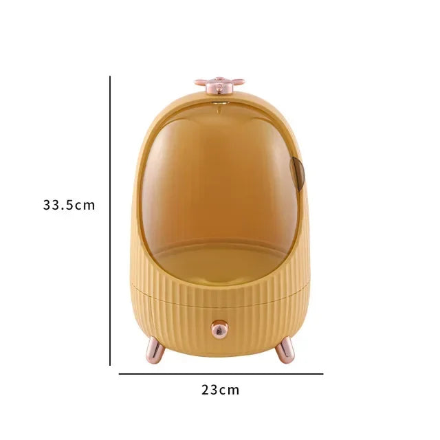 boîte rangement cosmétique transparente moderne verre vert blanc produits cosmétiques grande capacité poignée pivotante