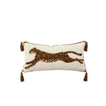 housse coussin lombaire léopard peluche pompons vintage décoration maison lit voiture