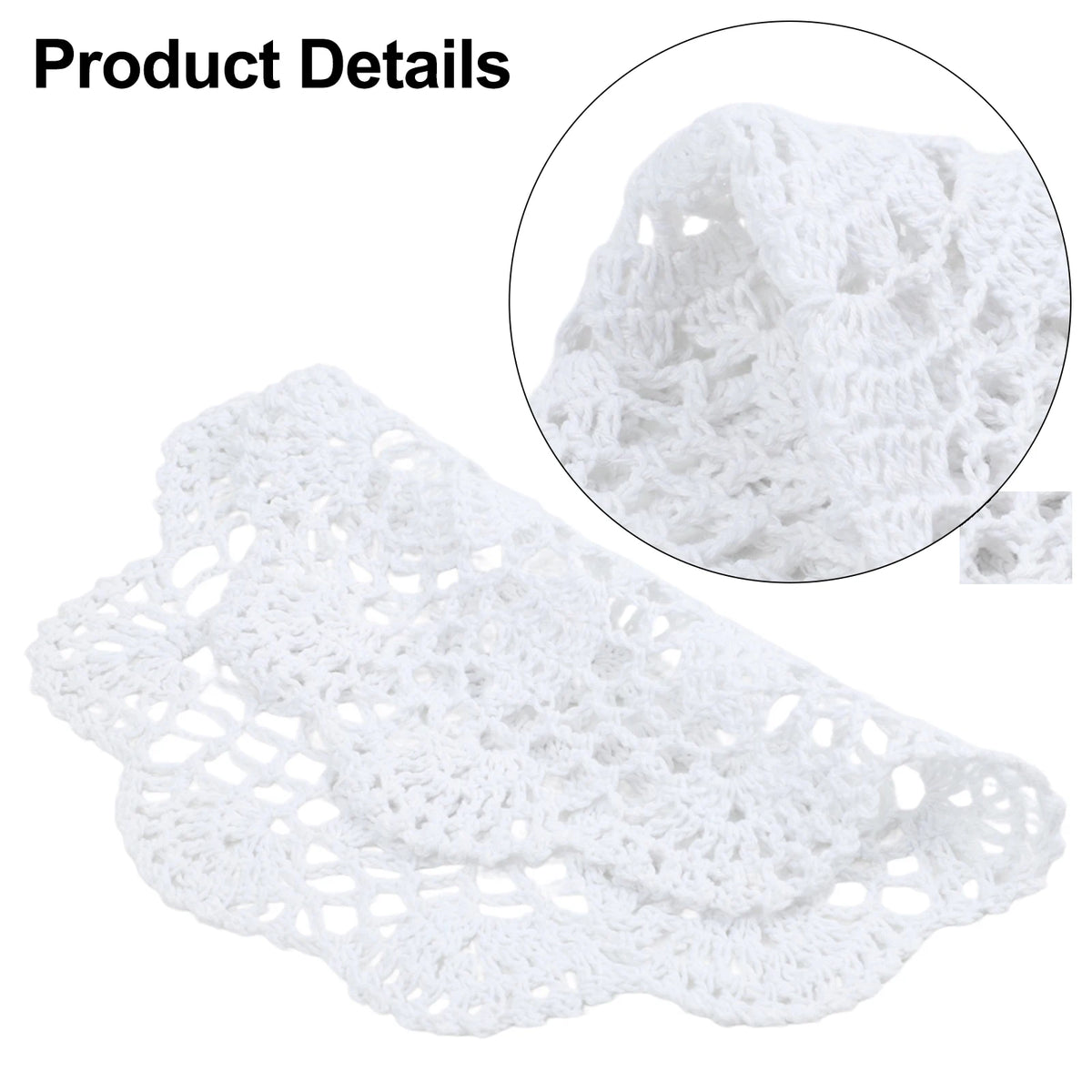 serviette table traditionnelle motif floral crochetée diamètre 35cm blanc