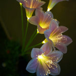 lampions solaires fleurs lys blanc jaune rose modernes extérieurs patio jardin piquet métallique led