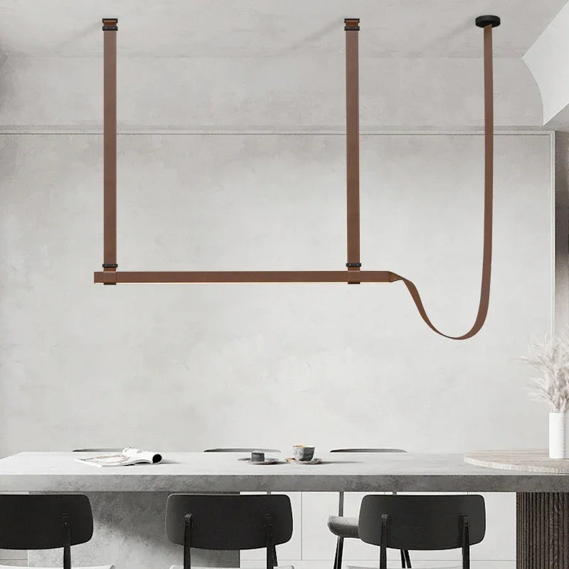 suspension lumineuse moderne marron clair lisse opaque clips câbles salon chambre lumière chaude