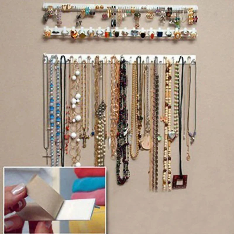 porte bijoux blanc adhésif mural moderne clips plastique boucles d'oreilles bracelets colliers