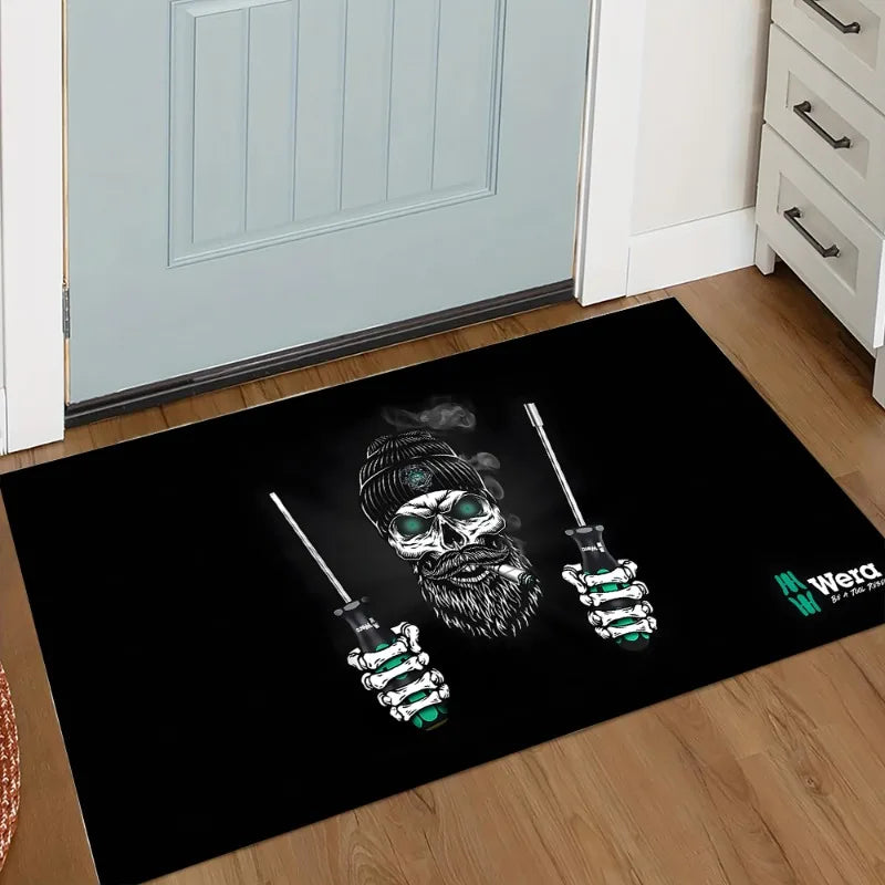 tapis sol moderne noir motifs graphiques anti dérapant facile nettoyage 30x50cm 40x60cm