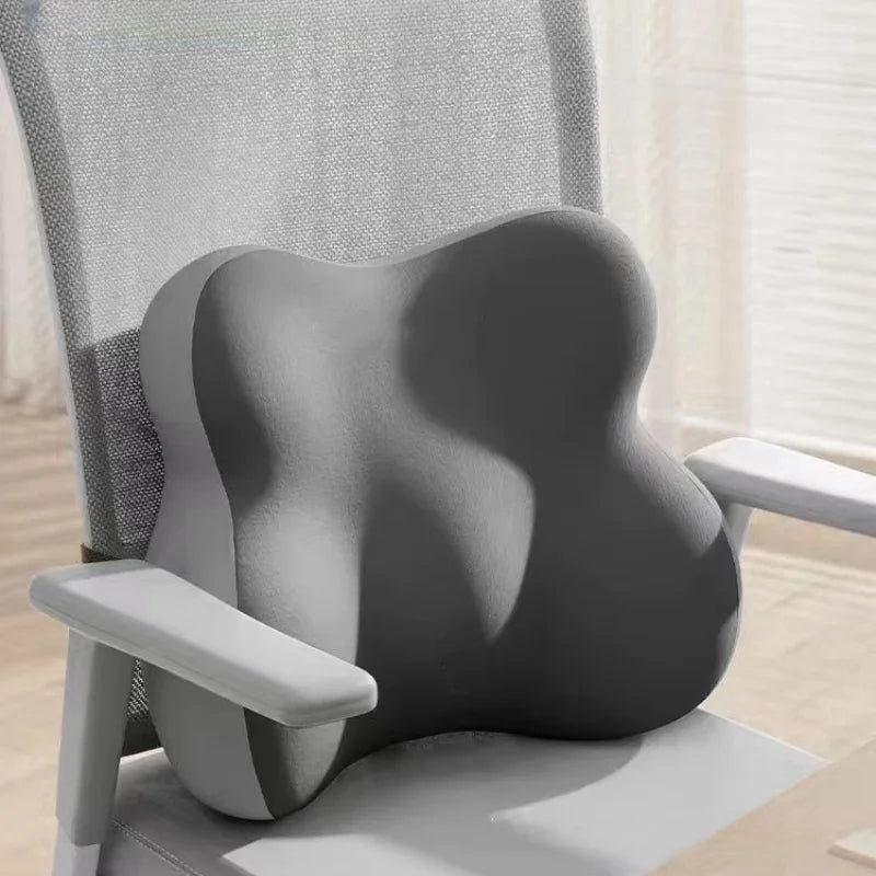 coussin soutien lombaire mousse mémoire forme tissu gris clips contemporain massage oblong ergonomique