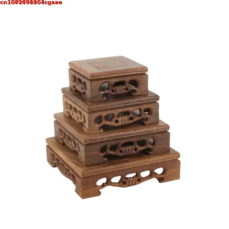 support bois sculpté pot fleurs plante décorative artisanal classique