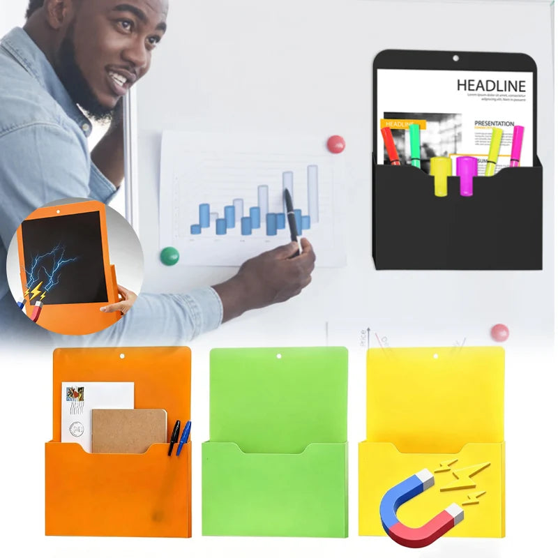 porte documents magnétiques orange bleu clair vert jaune modernes pratique sans perçage