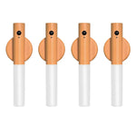 lampe poche rechargeable adhésive moderne bois marron foncé blanc texture naturelle interrupteur port charge