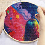 kit broderie toile imprimée portrait astral nuages planètes aiguilles fil instructions coton contemporain
