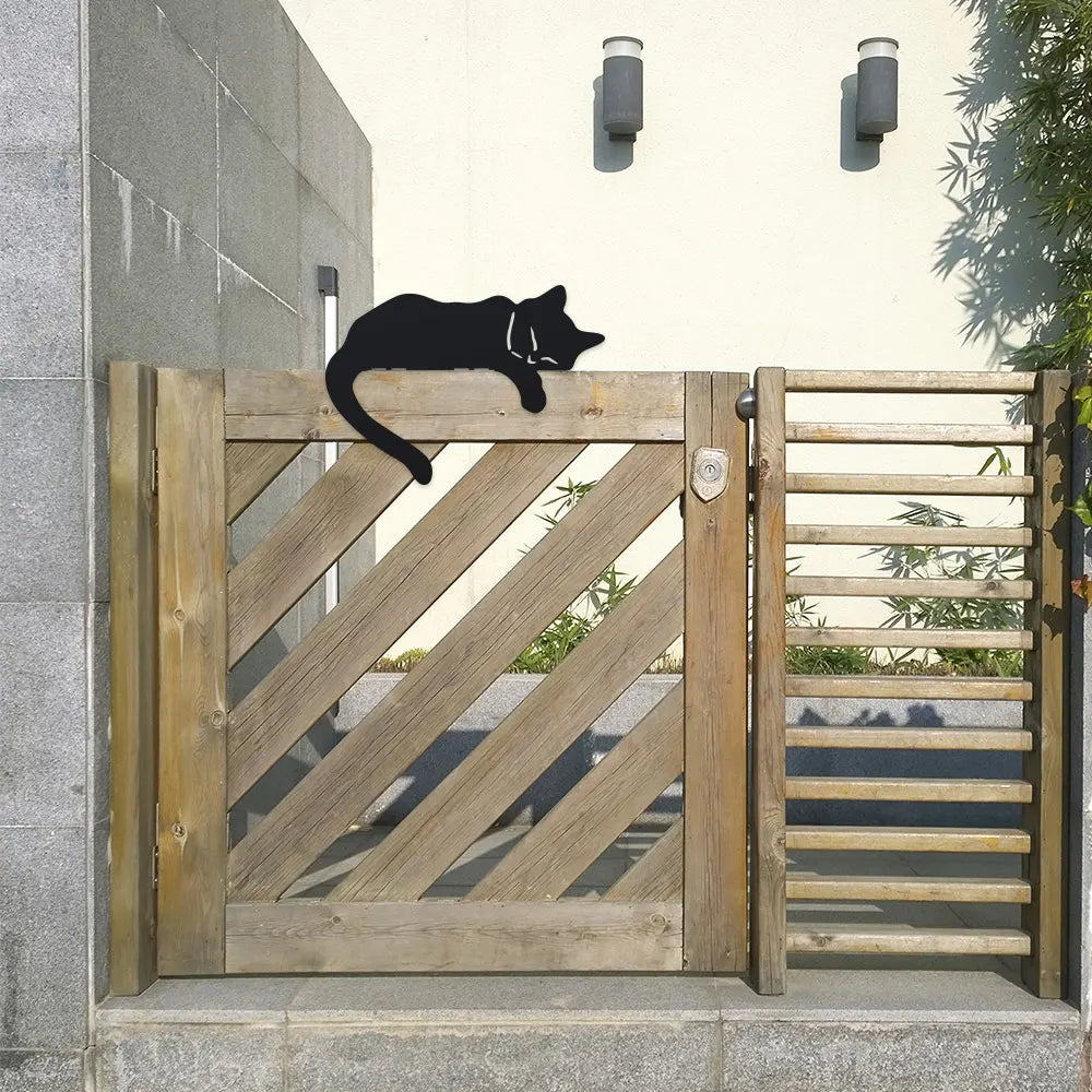 décoration murale silhouette chat dormant autocollant noir minimaliste fixations adhésifextérieur durable opaque