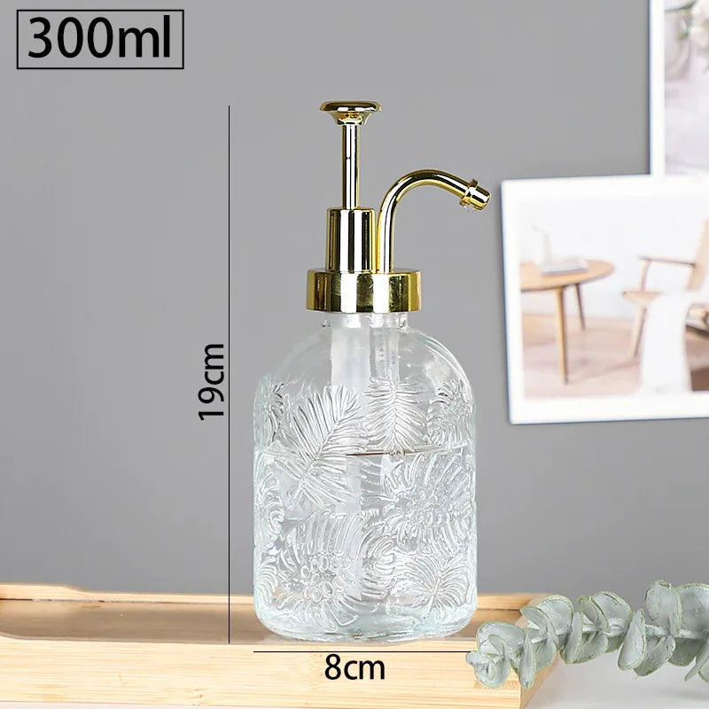 distributeur savon liquide moderne élégant transparent rayures verticales fixations salle bain buanderie rechargeable multi