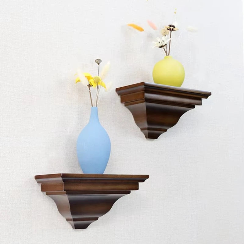 support mural étagère bois sculpté classique fixations salon décoration marron foncé adult walnut