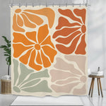 rideau douche floral géométrique orange rouille vintage 180x200cm polyester