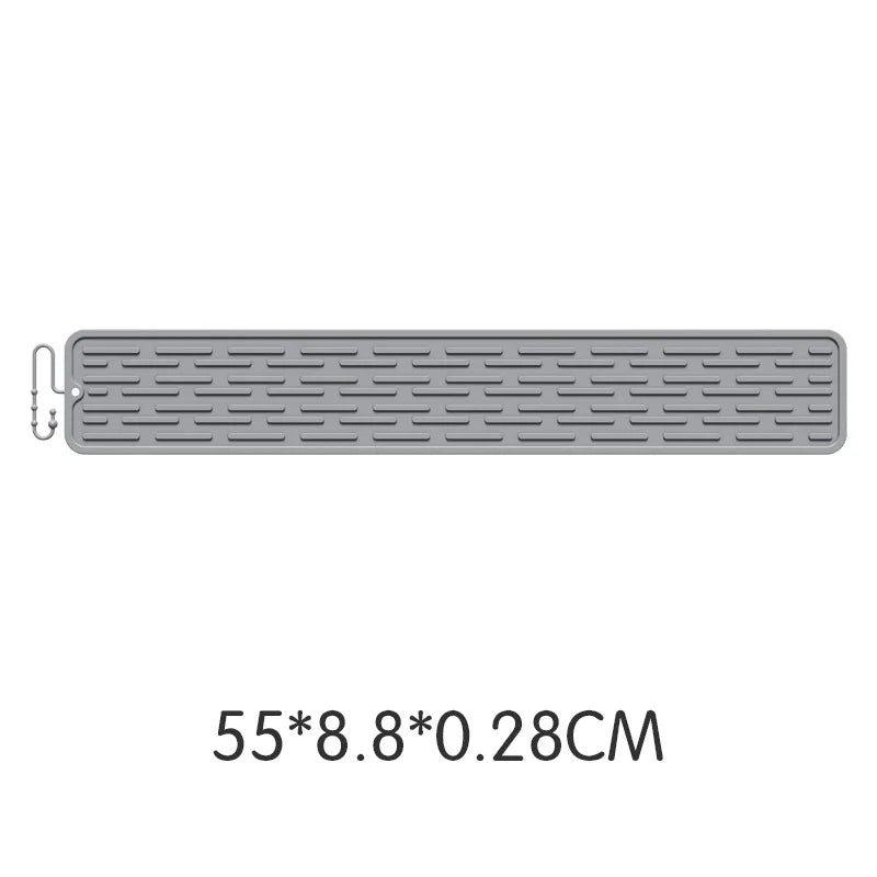 tapis drainage silicone gris moderne rainuré clips fixation cuisine vaisselle